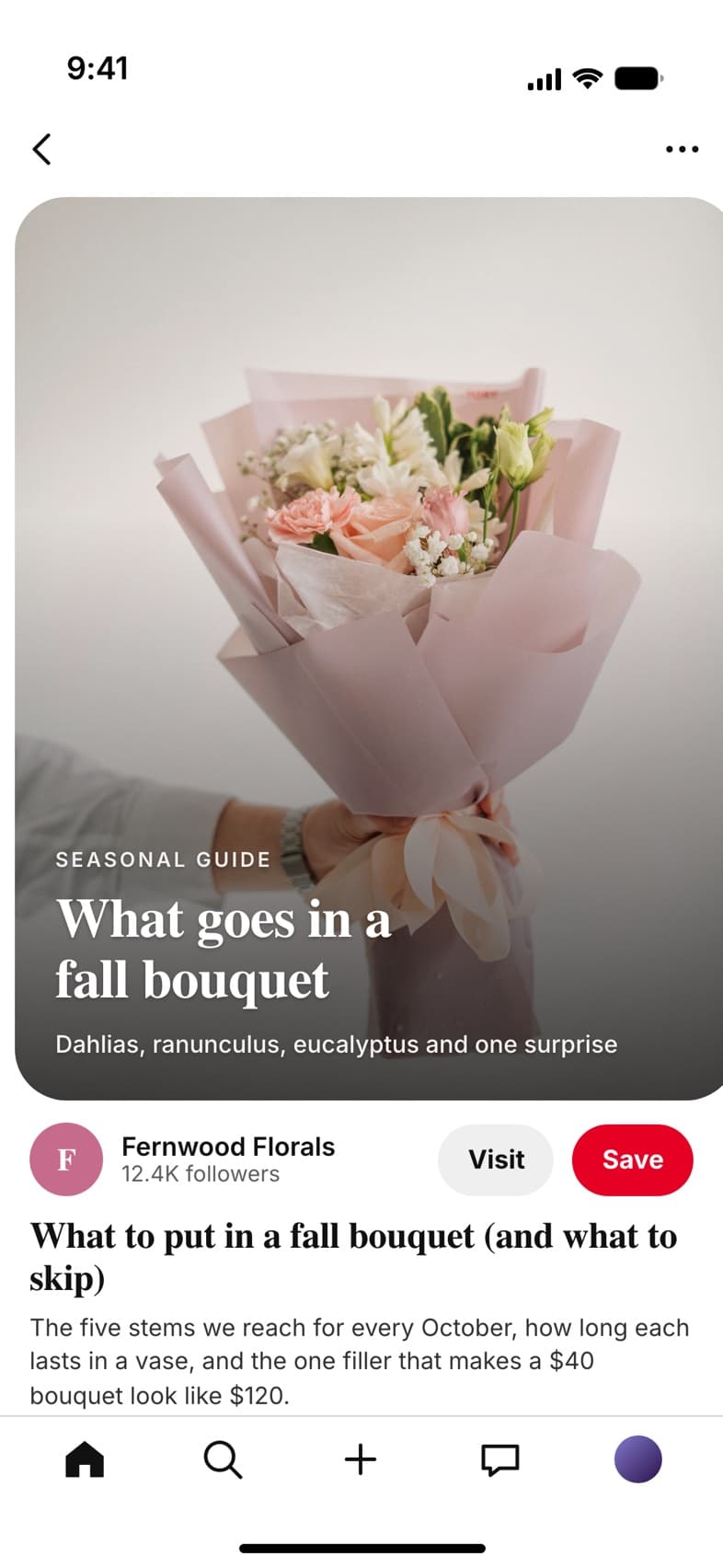 Pinterest pin from Fernwood Florals: what to put in a fall bouquet